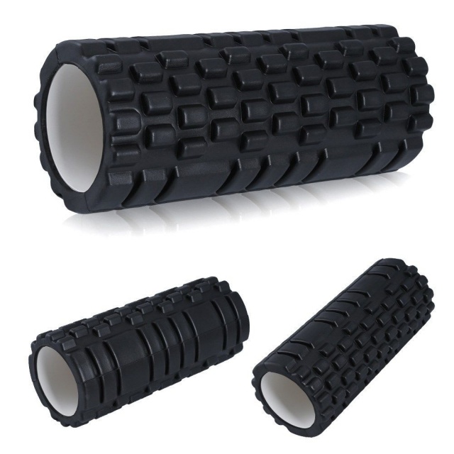 Black Yoga Foam EVA Roller Exercise Trigger Point GYM Pilates Texture MASSAGE